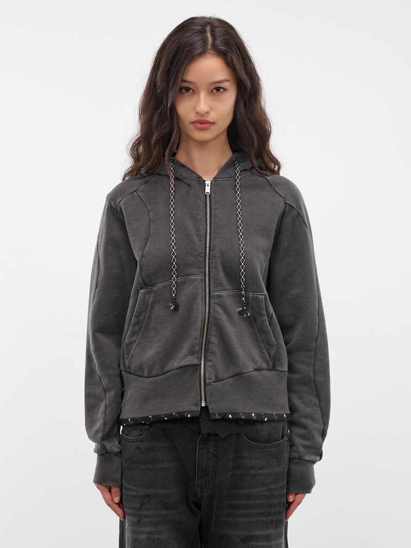 Black Cotton Asymmetric Zip Hoodie (UC1F1808-BLACK)