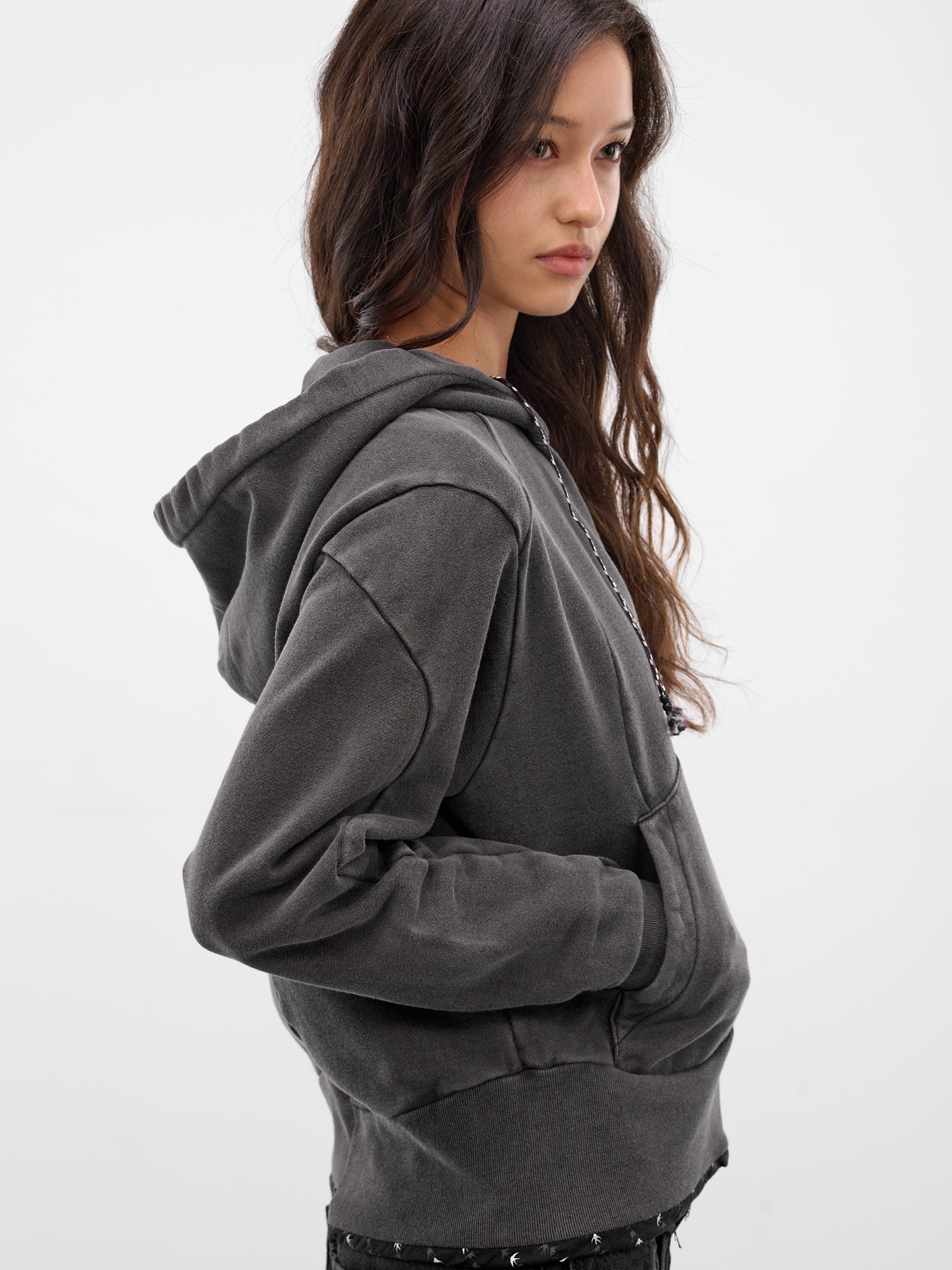Black Cotton Asymmetric Zip Hoodie (UC1F1808-BLACK)