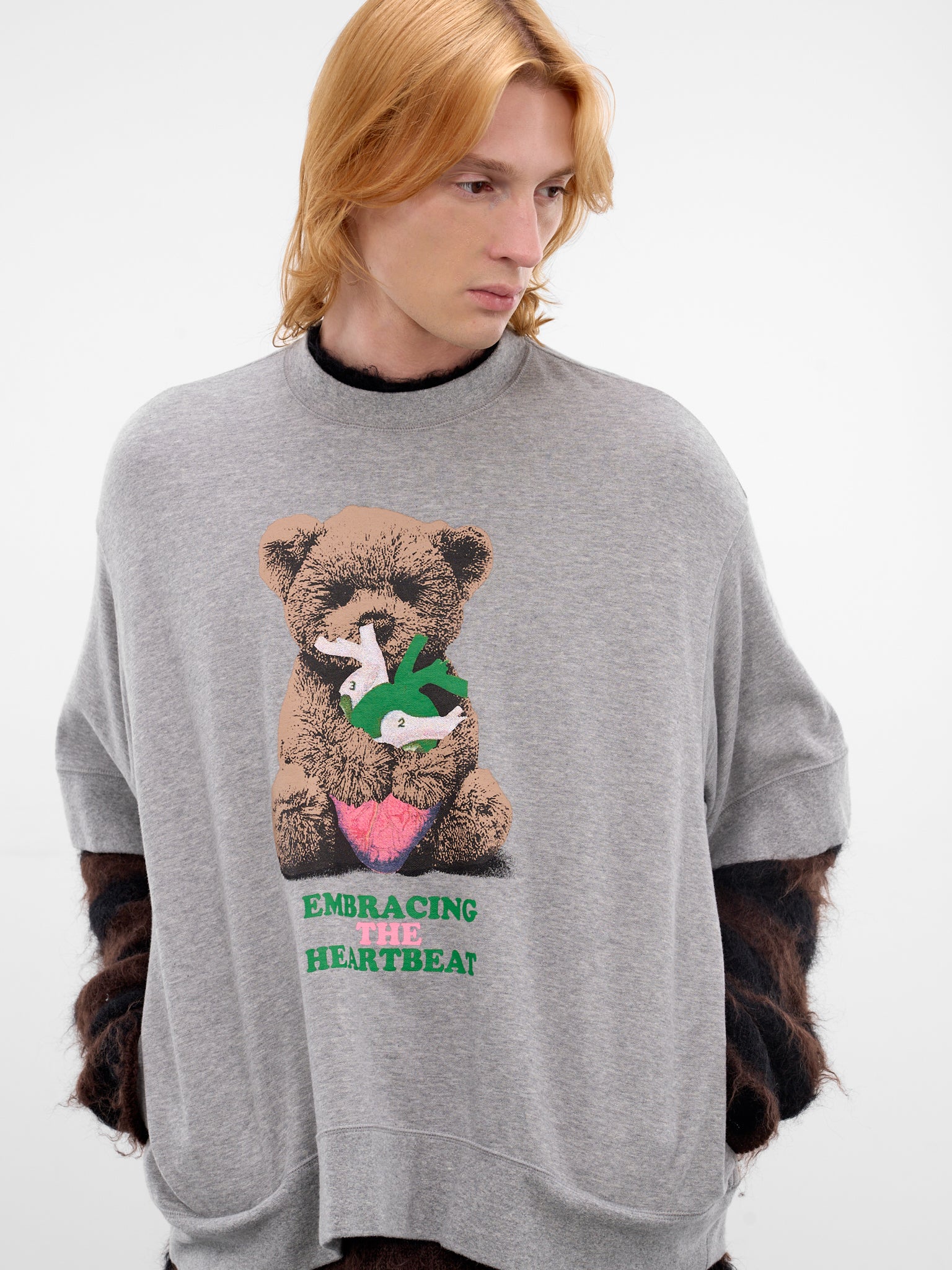 Gray Teddy Bear Boxy Sweatshirt (UC1F1893-2-TOP-GRAY)