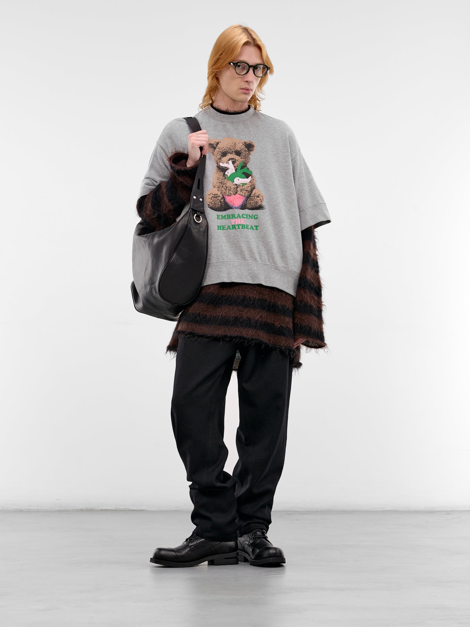 Gray Teddy Bear Boxy Sweatshirt (UC1F1893-2-TOP-GRAY)