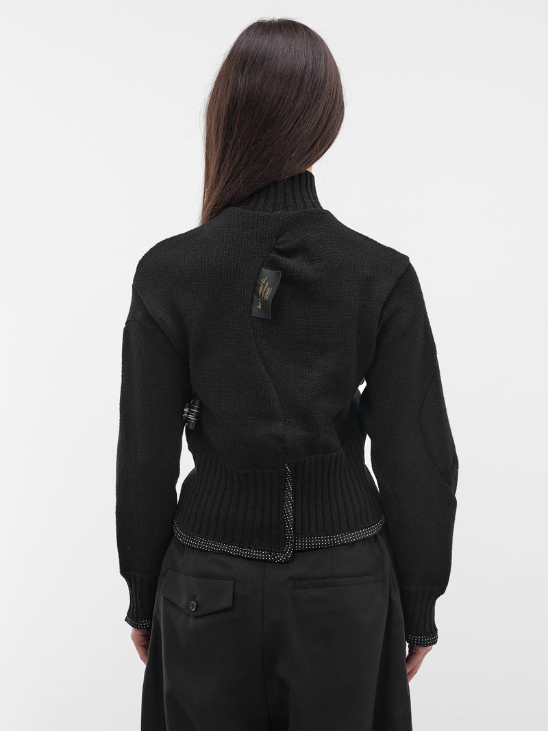 Black Asymmetric Zip Cardigan (UC1F1903-BLACK)