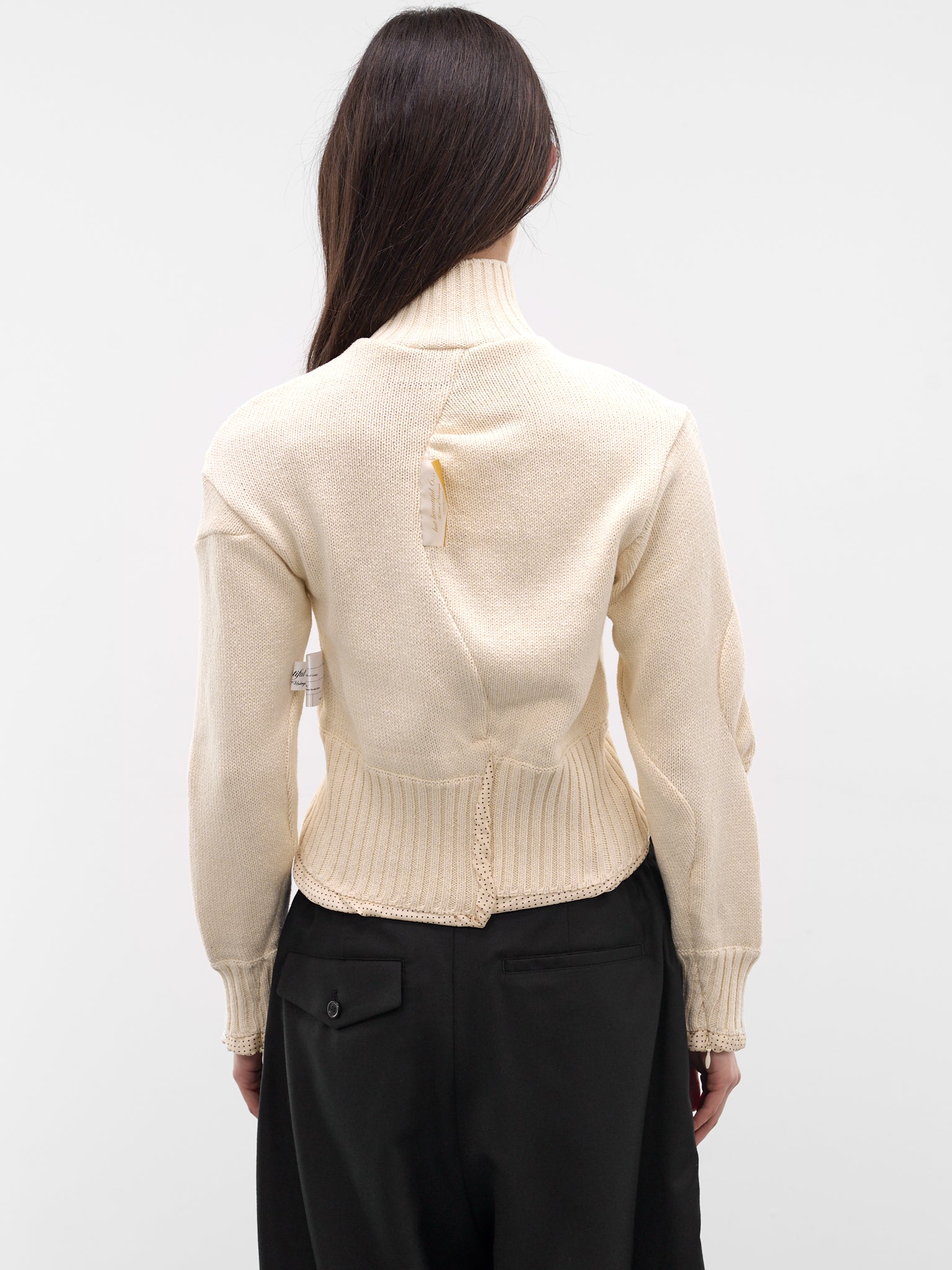 White Asymmetric Zip Cardigan (UC1F1903-OFF-WHITE)