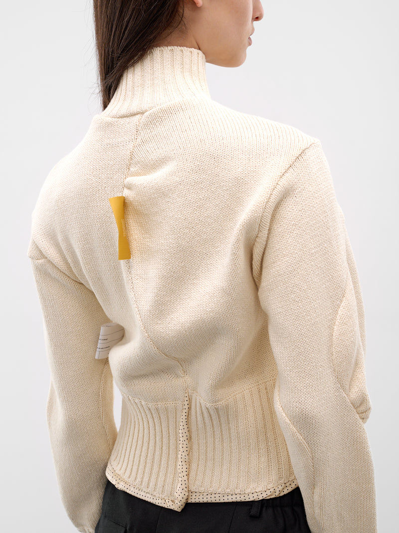 White Asymmetric Zip Cardigan (UC1F1903-OFF-WHITE)