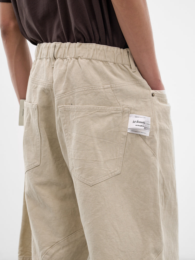 Beige Cotton-Linen Shorts (UC1F4512-4-LIGHT-BEIGE)