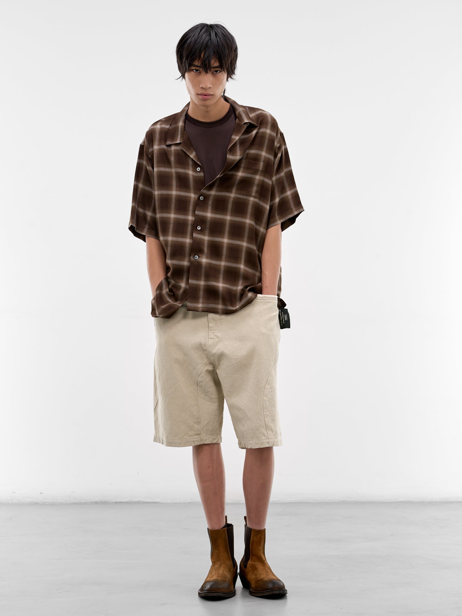Beige Cotton-Linen Shorts (UC1F4512-4-LIGHT-BEIGE)