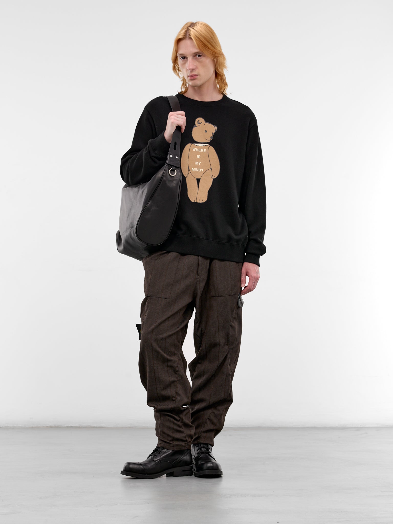 Black Teddy Bear Cotton Sweatshirt (UC1F4891-2-BLACK)