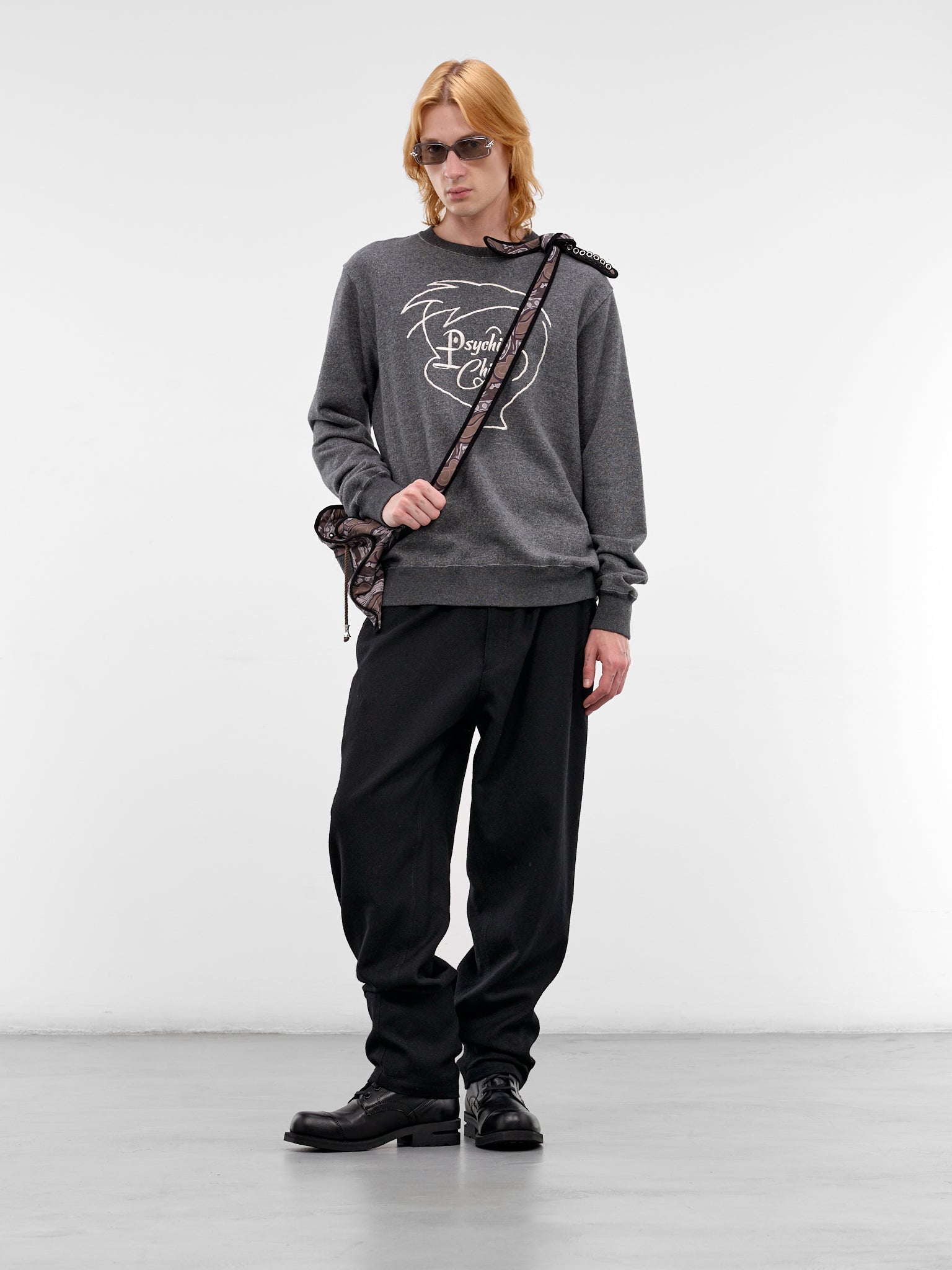 Gray Psychic Child Cotton Sweatshirt (UC1F4891-2-GRAY-BEIGE)