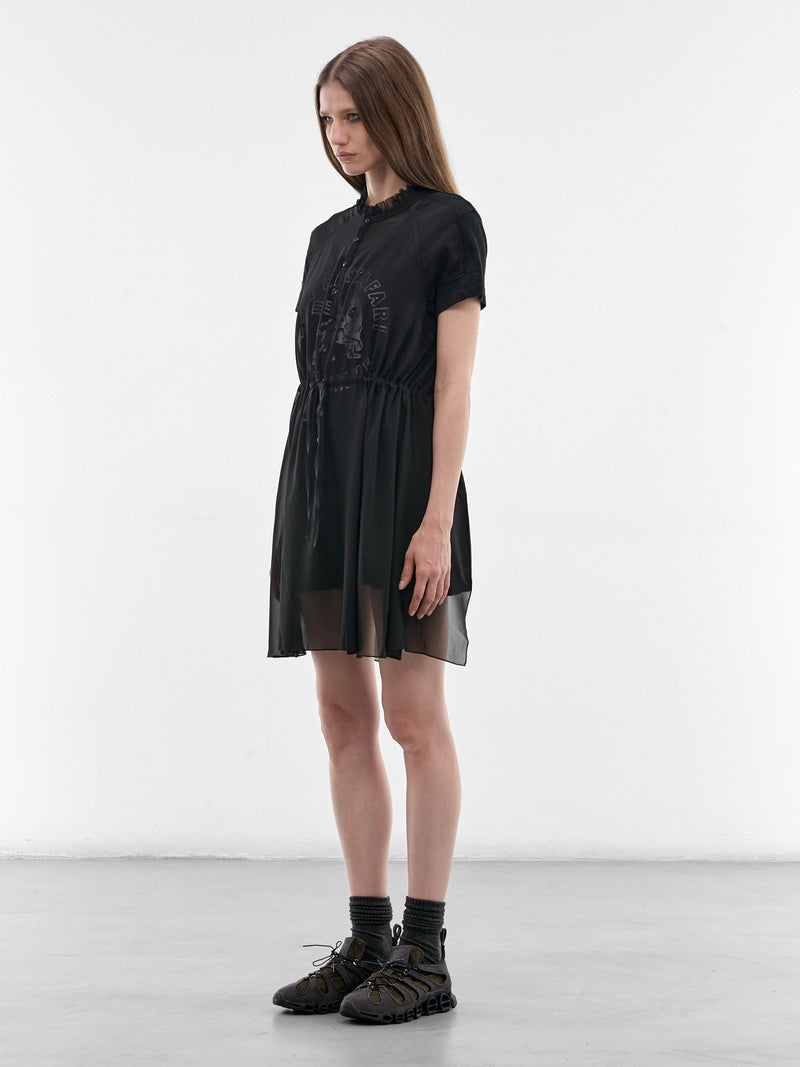 Black Layered Graphic Tee Dress (UC1F8801-BLACK)