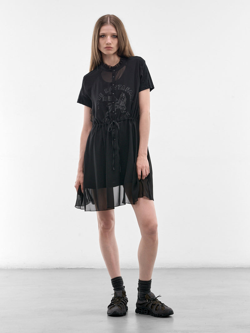 Black Layered Graphic Tee Dress (UC1F8801-BLACK)
