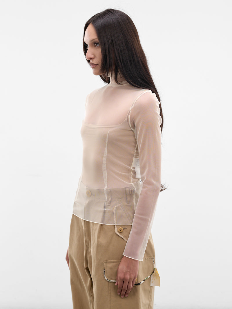Ivory Sheer Mesh Knit Turtleneck (UC1F8805-IVORY)