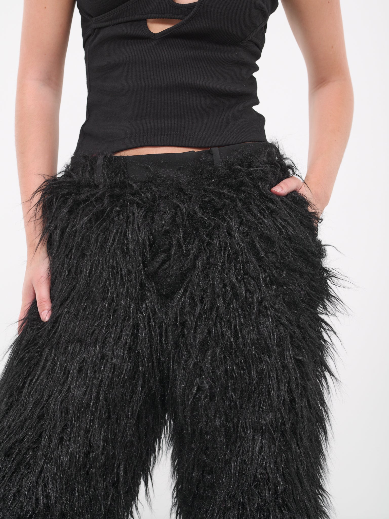 Faux Fur Trousers (UC2C1508-BLACK)