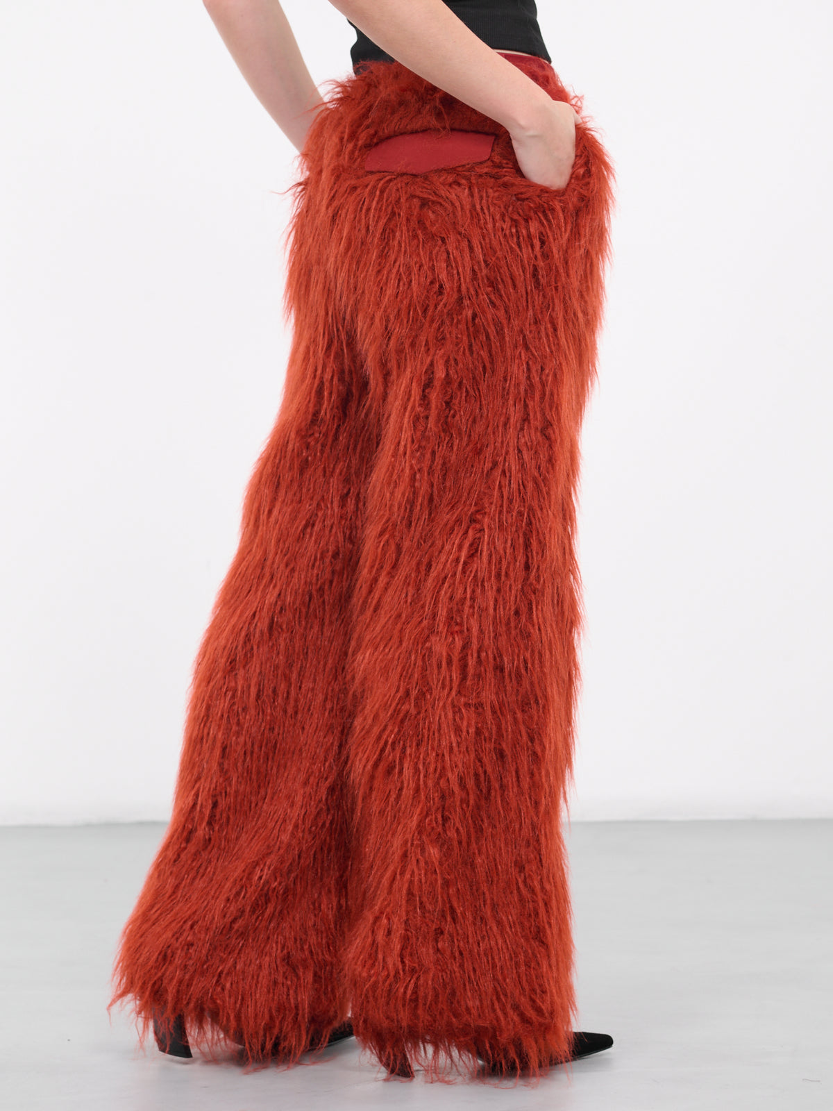 Faux Fur Trousers (UC2C1508-BORDEAUX)