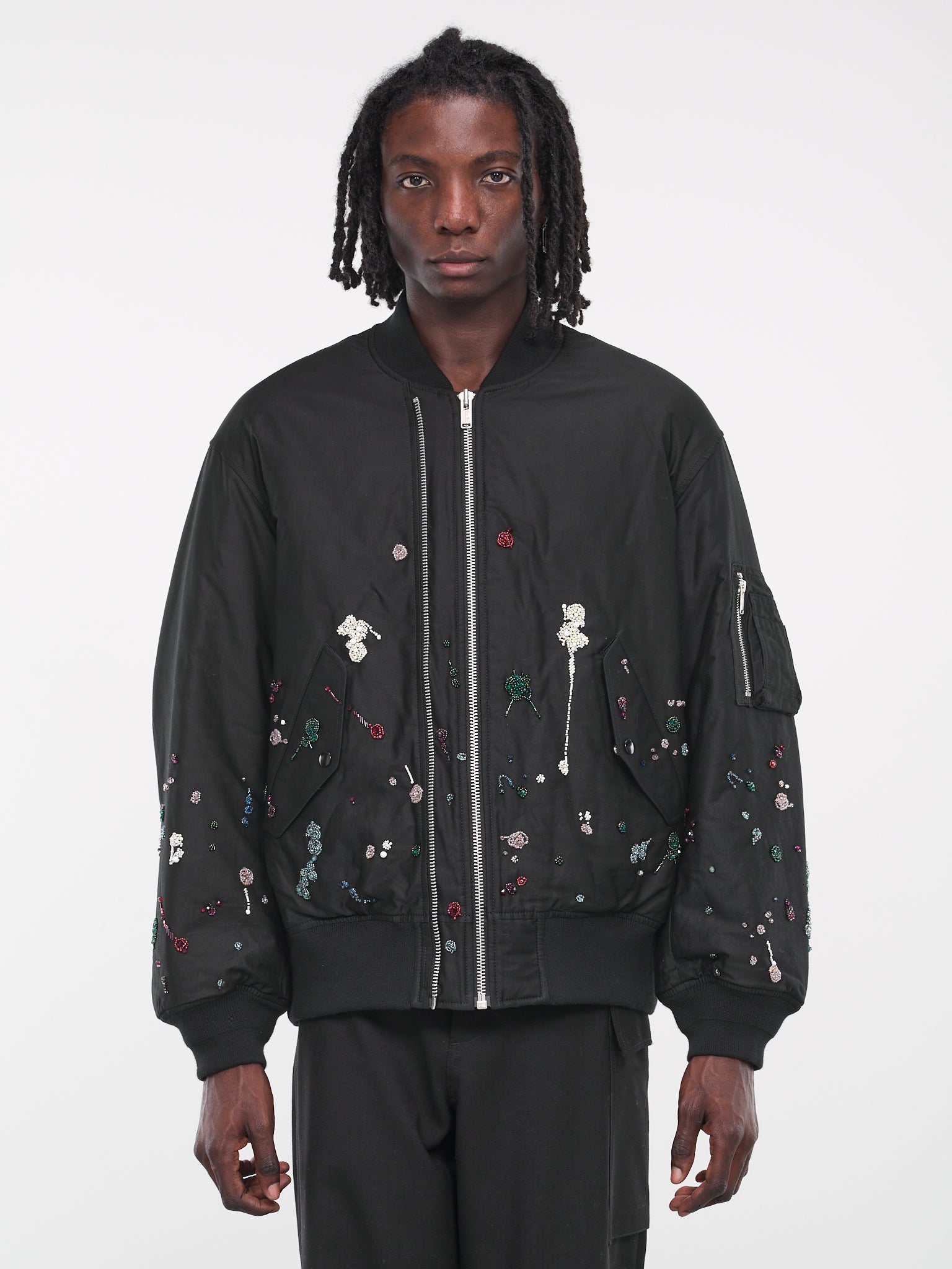 Embellished Bomber Jacket (UC2C4205-1-BLACK)