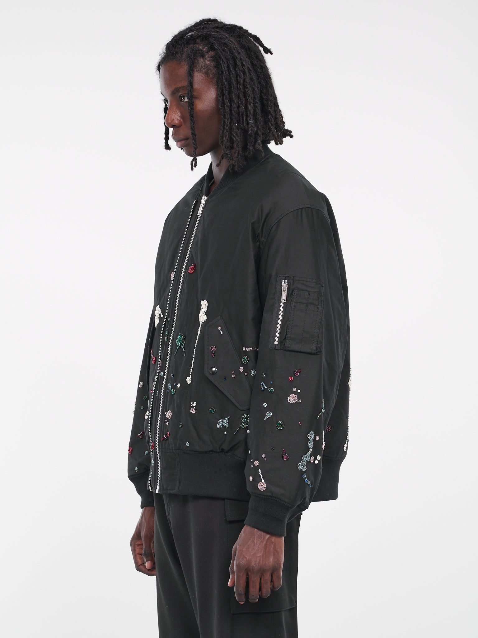 Embellished Bomber Jacket (UC2C4205-1-BLACK)