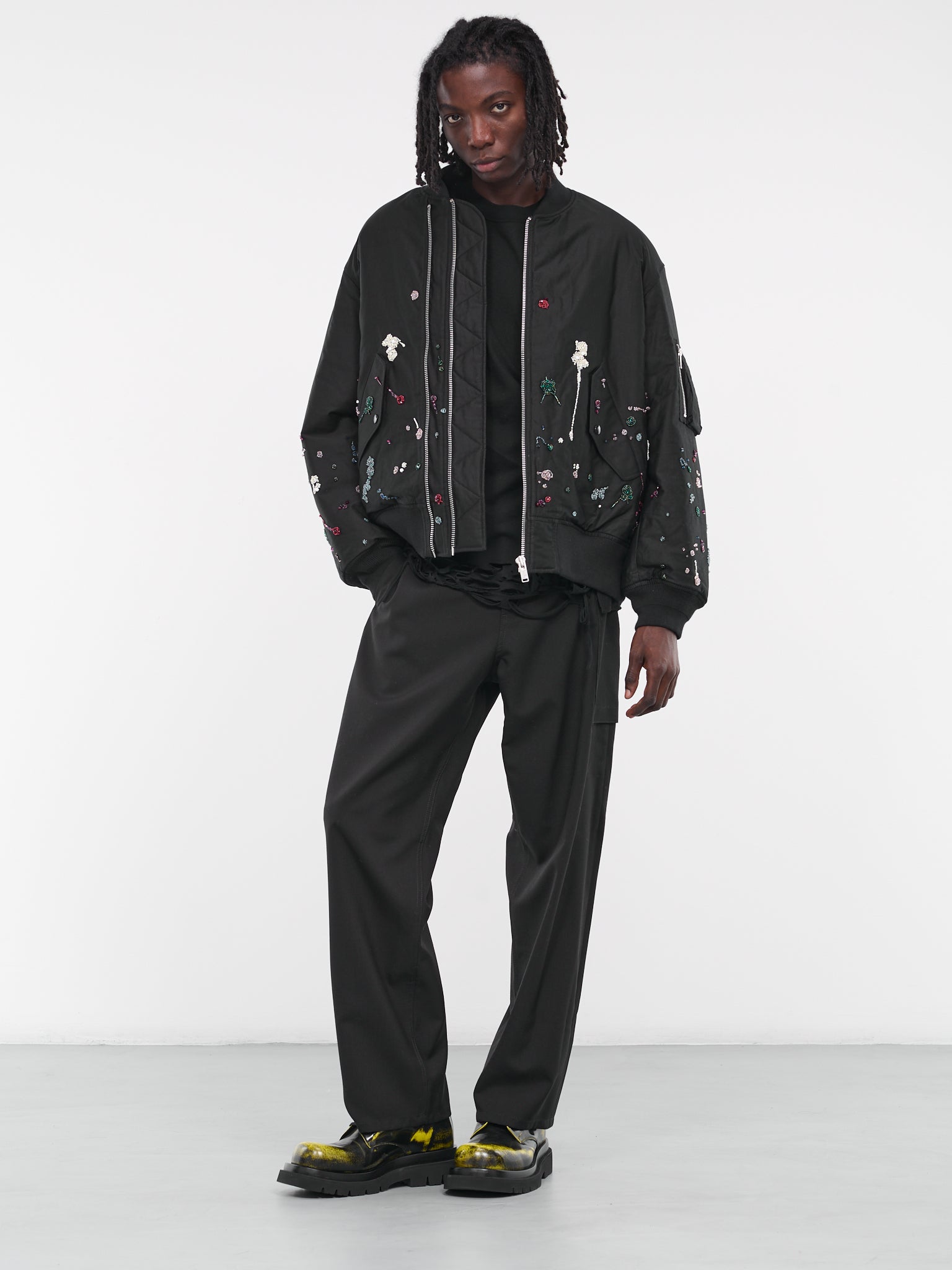Embellished Bomber Jacket (UC2C4205-1-BLACK)