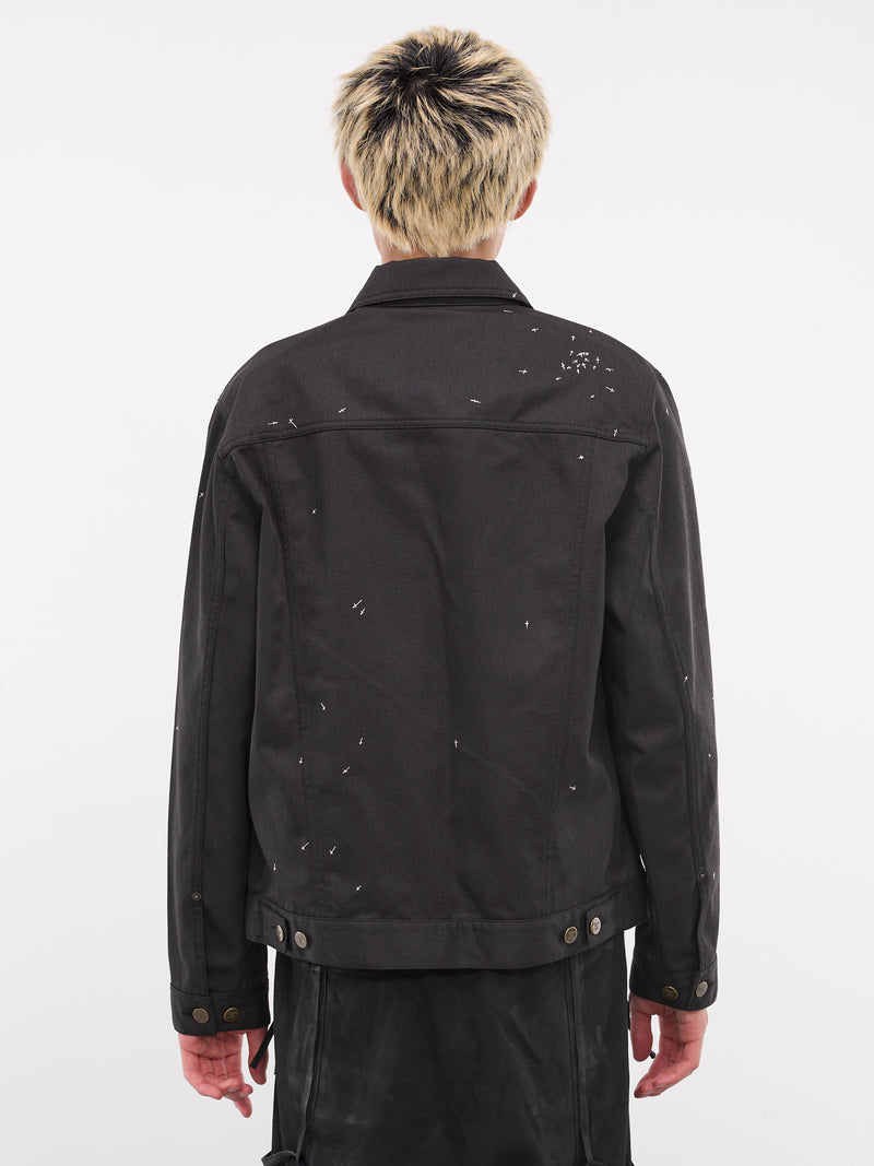 Embroidered Trucker Jacket (UC2D4209-1-BLACK)