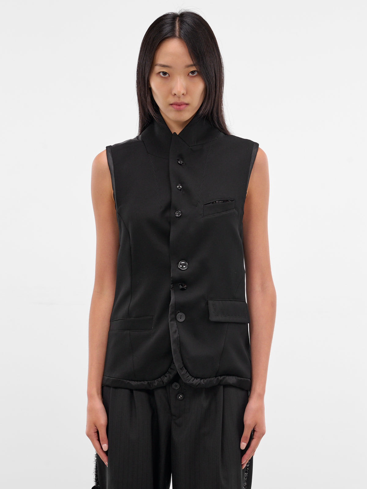 Black Wool Blazer Vest (UC2E1001-BLACK)