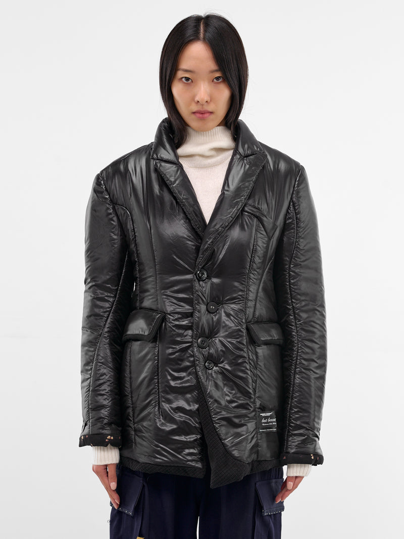 Black Quilted Padded Nylon Blazer (UC2E1105-3-BLACK)