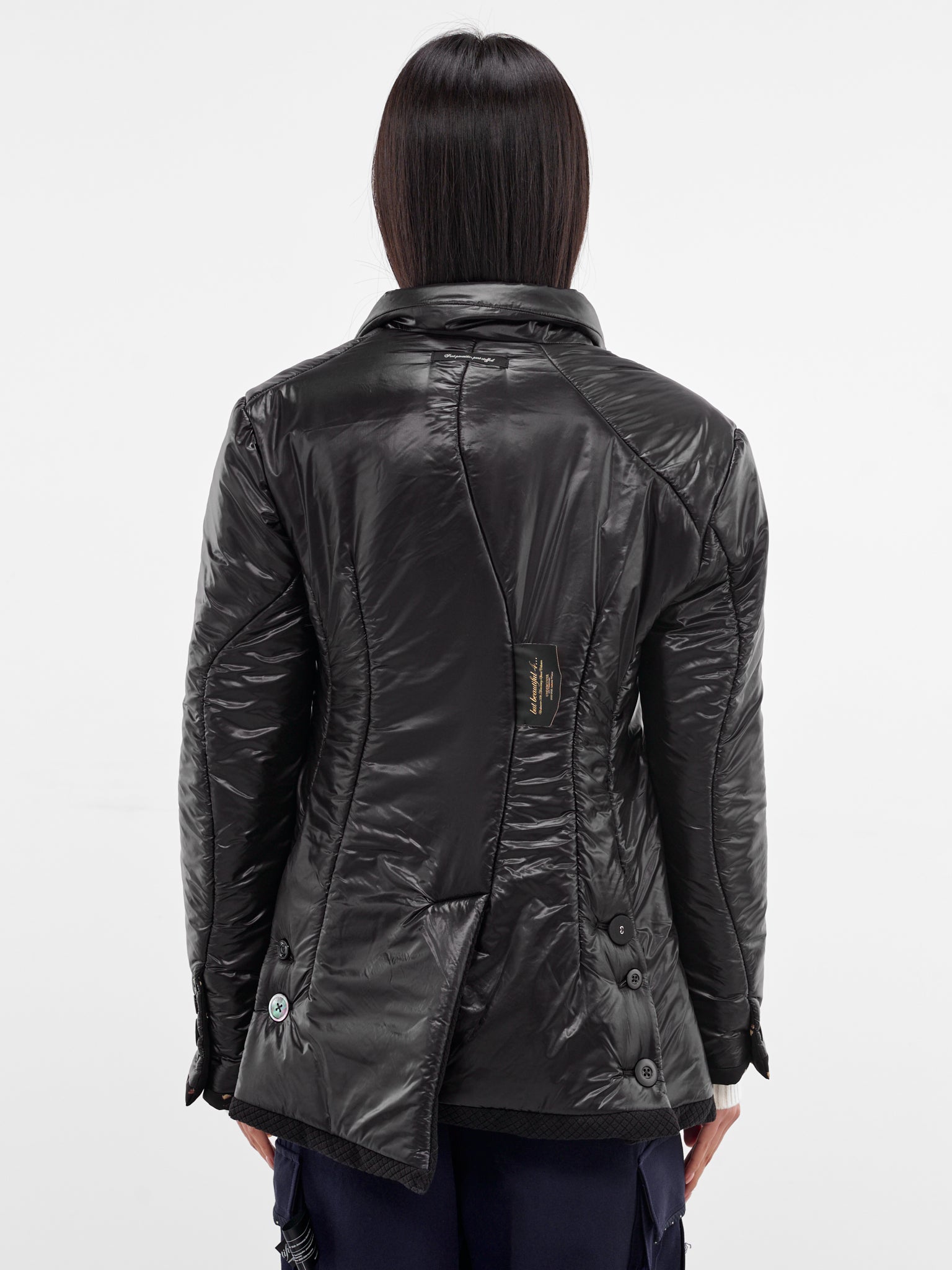 Black Quilted Padded Nylon Blazer (UC2E1105-3-BLACK)