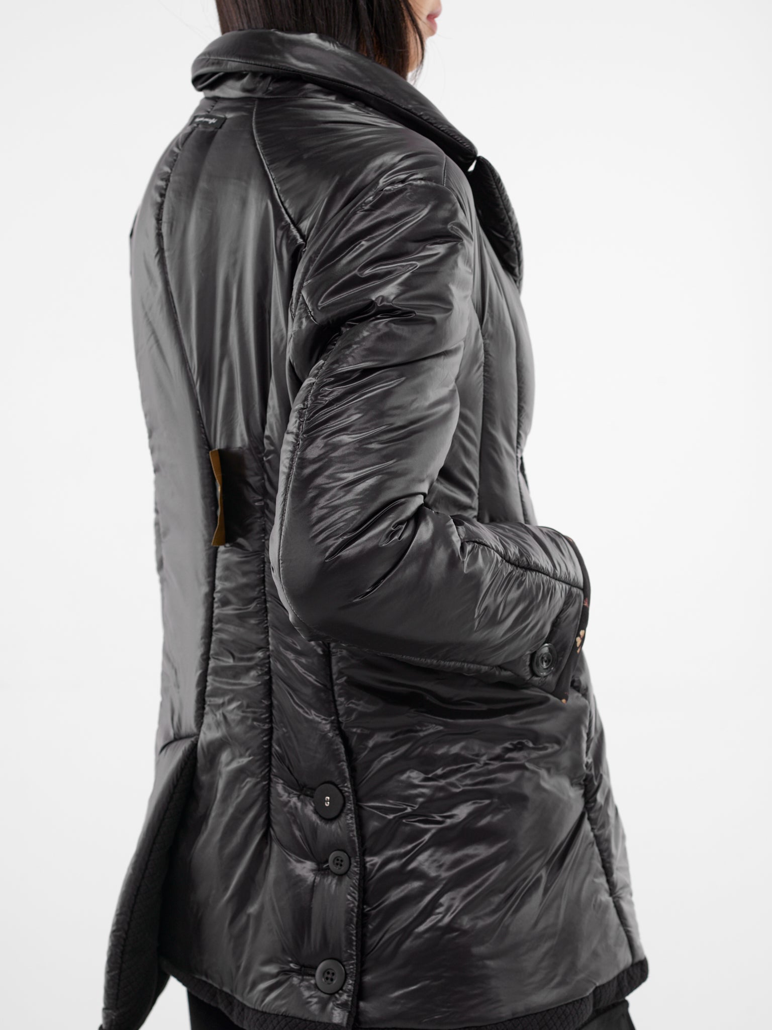 Black Quilted Padded Nylon Blazer (UC2E1105-3-BLACK)