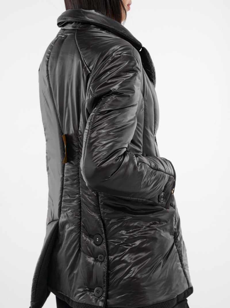 Black Quilted Padded Nylon Blazer (UC2E1105-3-BLACK)