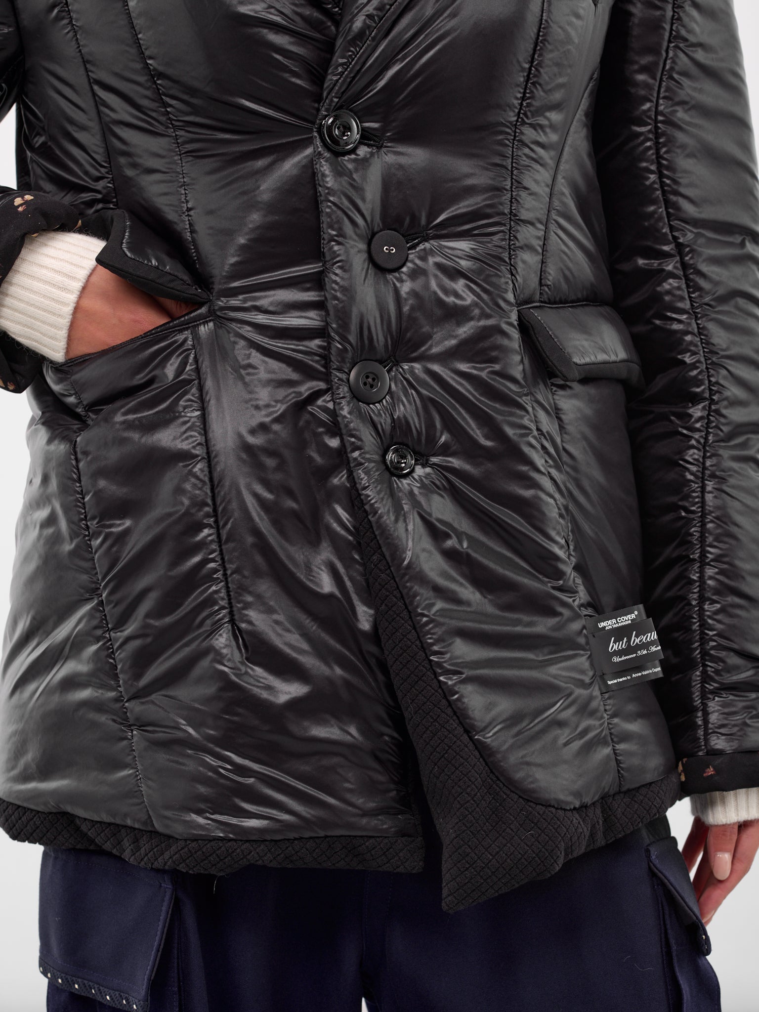 Black Quilted Padded Nylon Blazer (UC2E1105-3-BLACK)