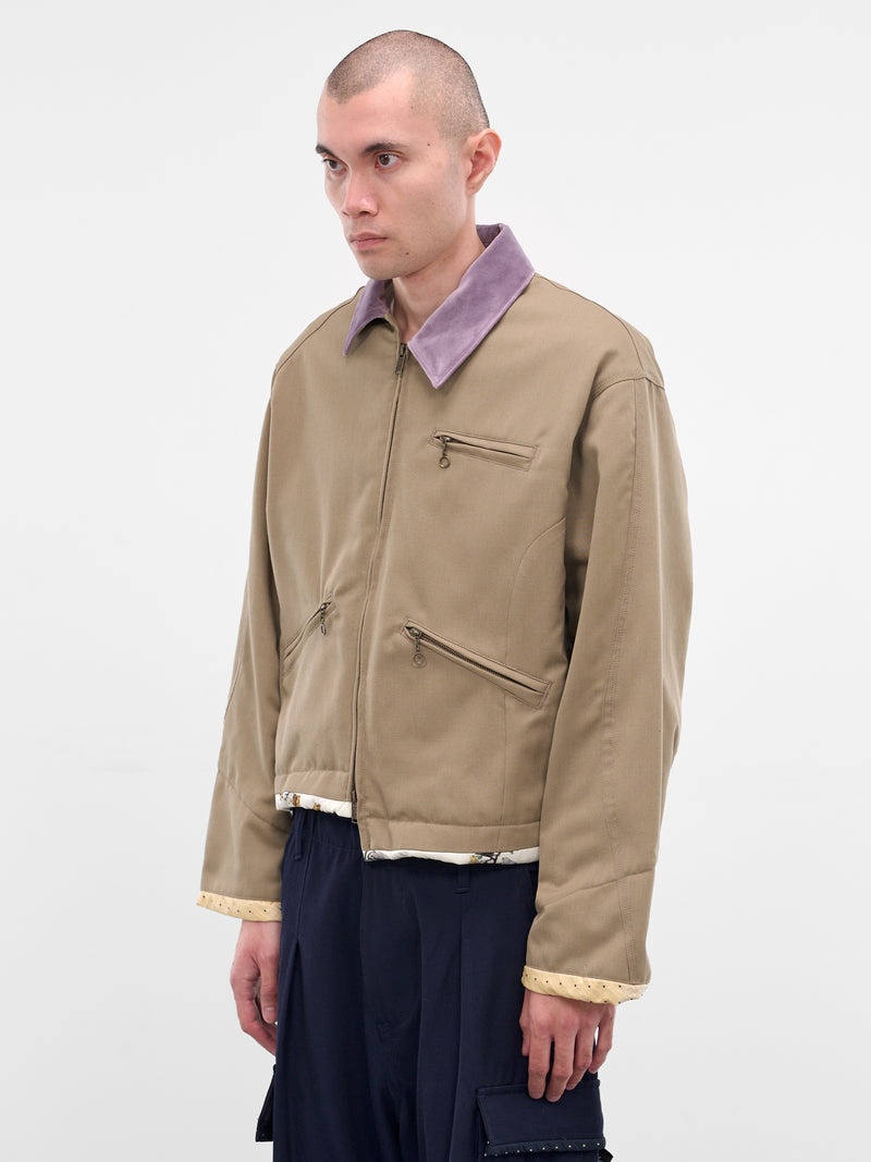 Beige Deconstructed Asymmetric Work Jacket (UC2E1207-GRAY-BEIGE)