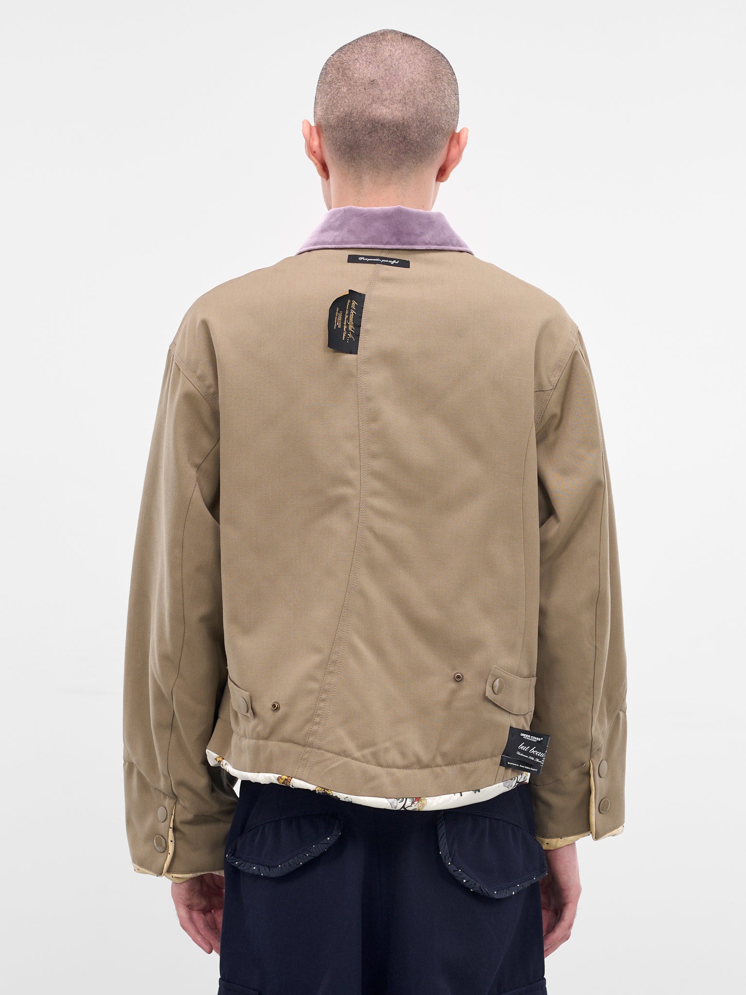 Beige Deconstructed Asymmetric Work Jacket (UC2E1207-GRAY-BEIGE)