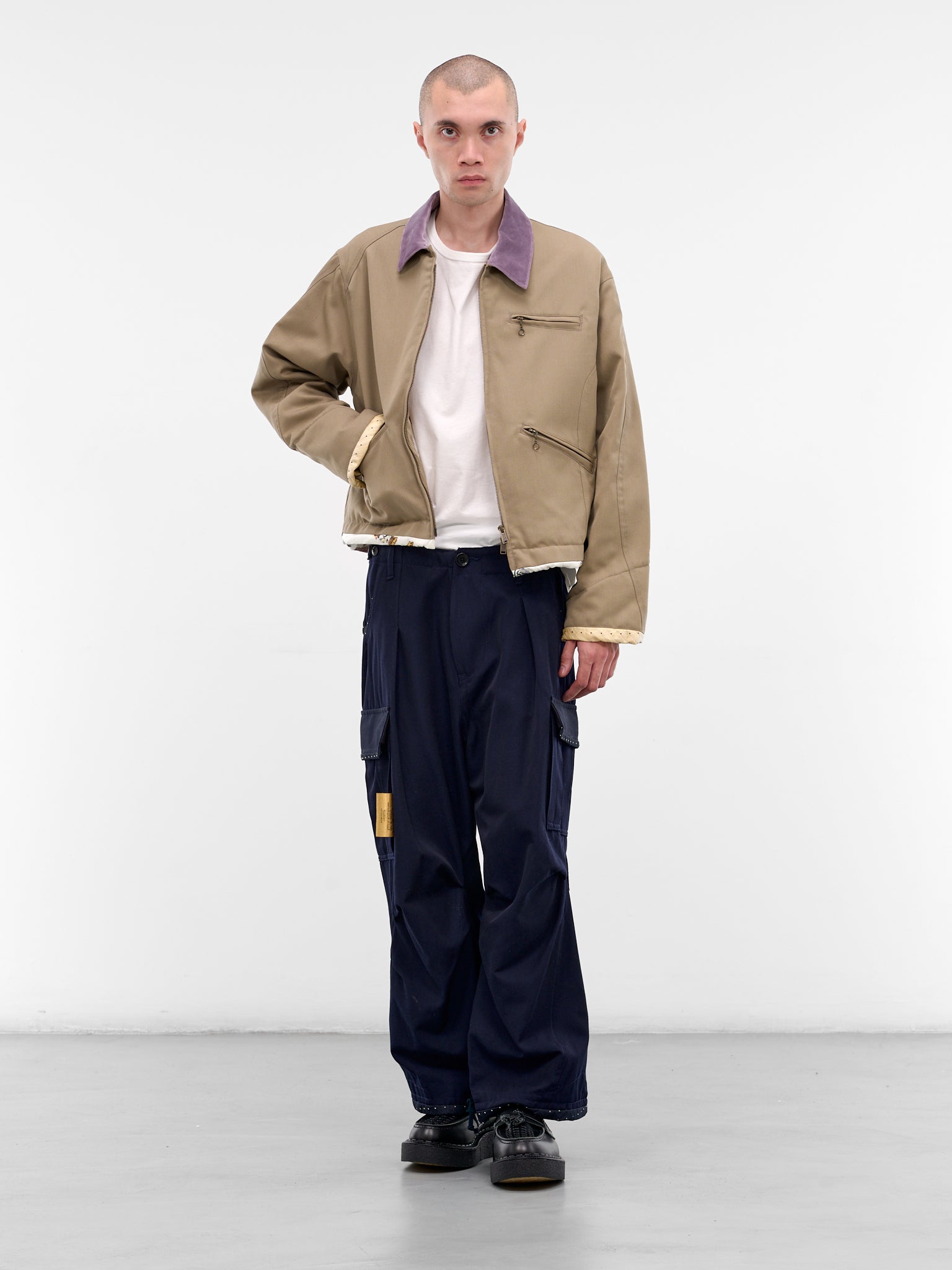 Beige Deconstructed Asymmetric Work Jacket (UC2E1207-GRAY-BEIGE)