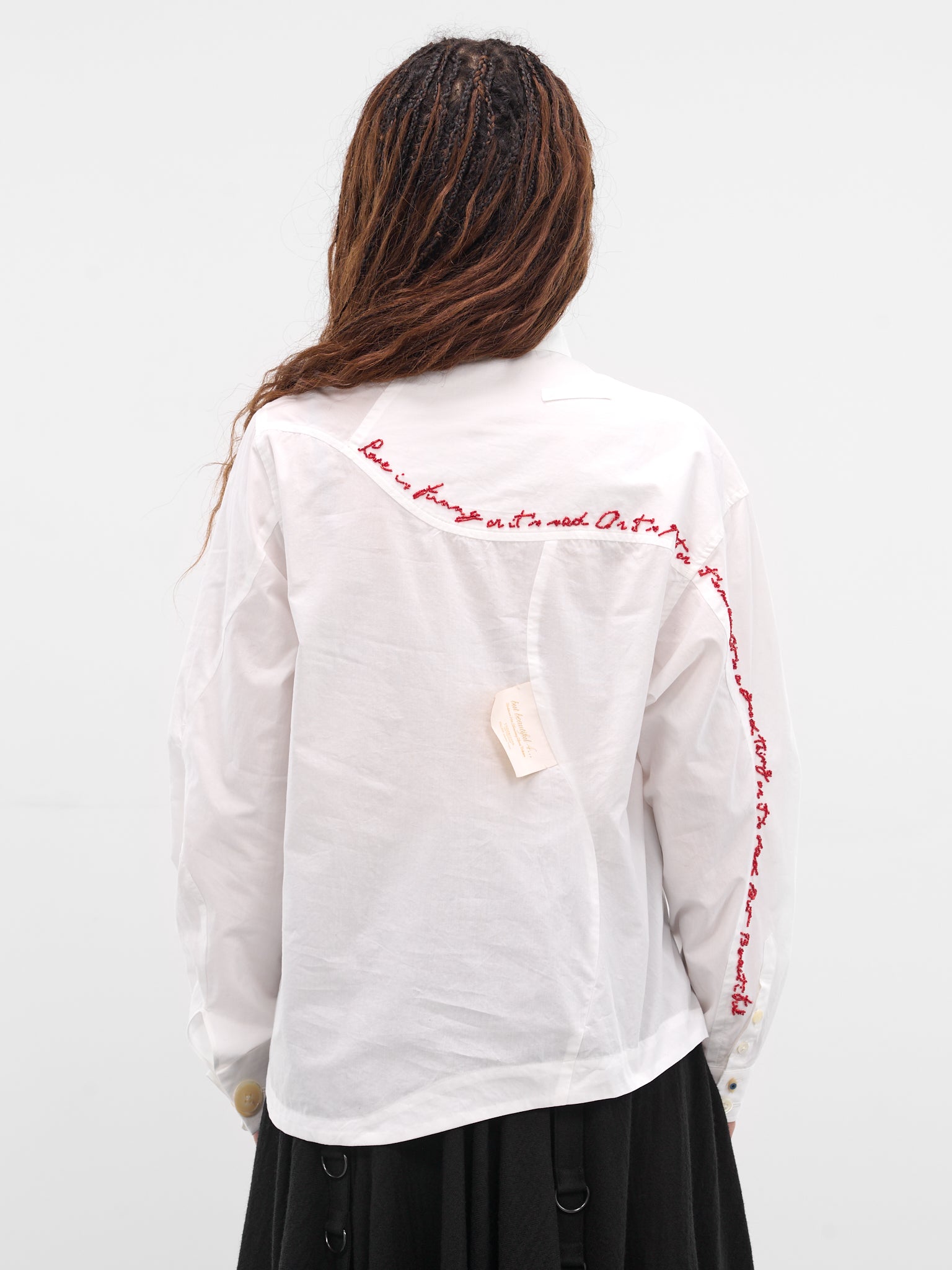 White Asymmetric Button-Up Shirt (UC2E1401-WHITE)