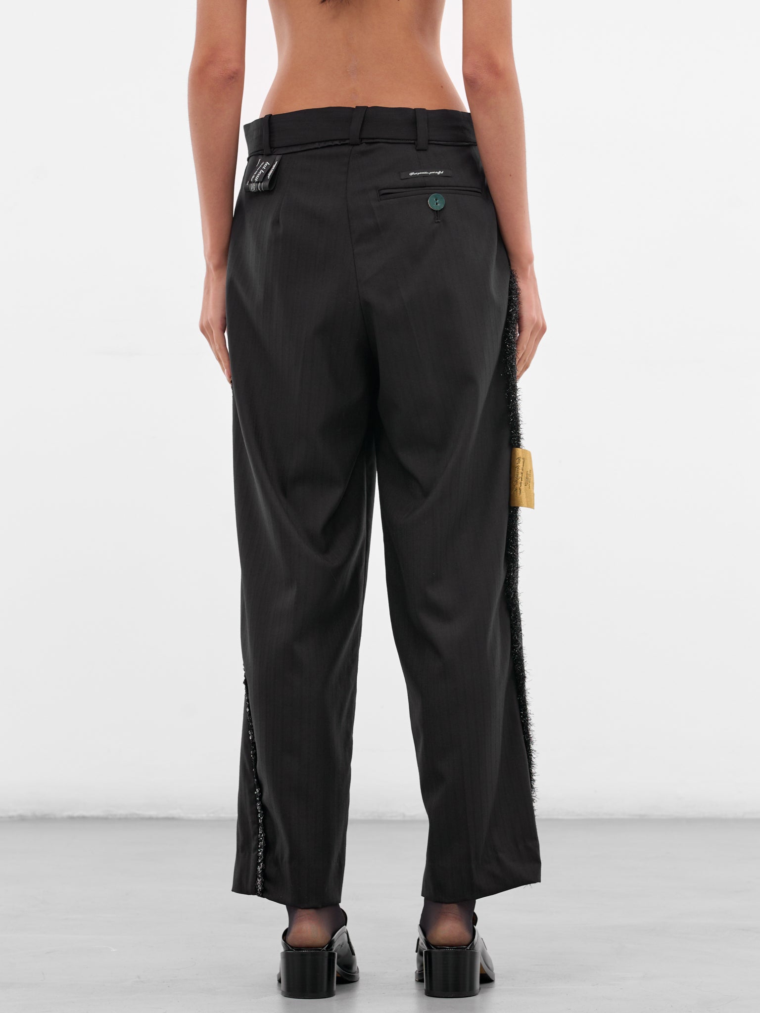 Black Pleated Wool Trousers (UC2E1509-1-BLACK)
