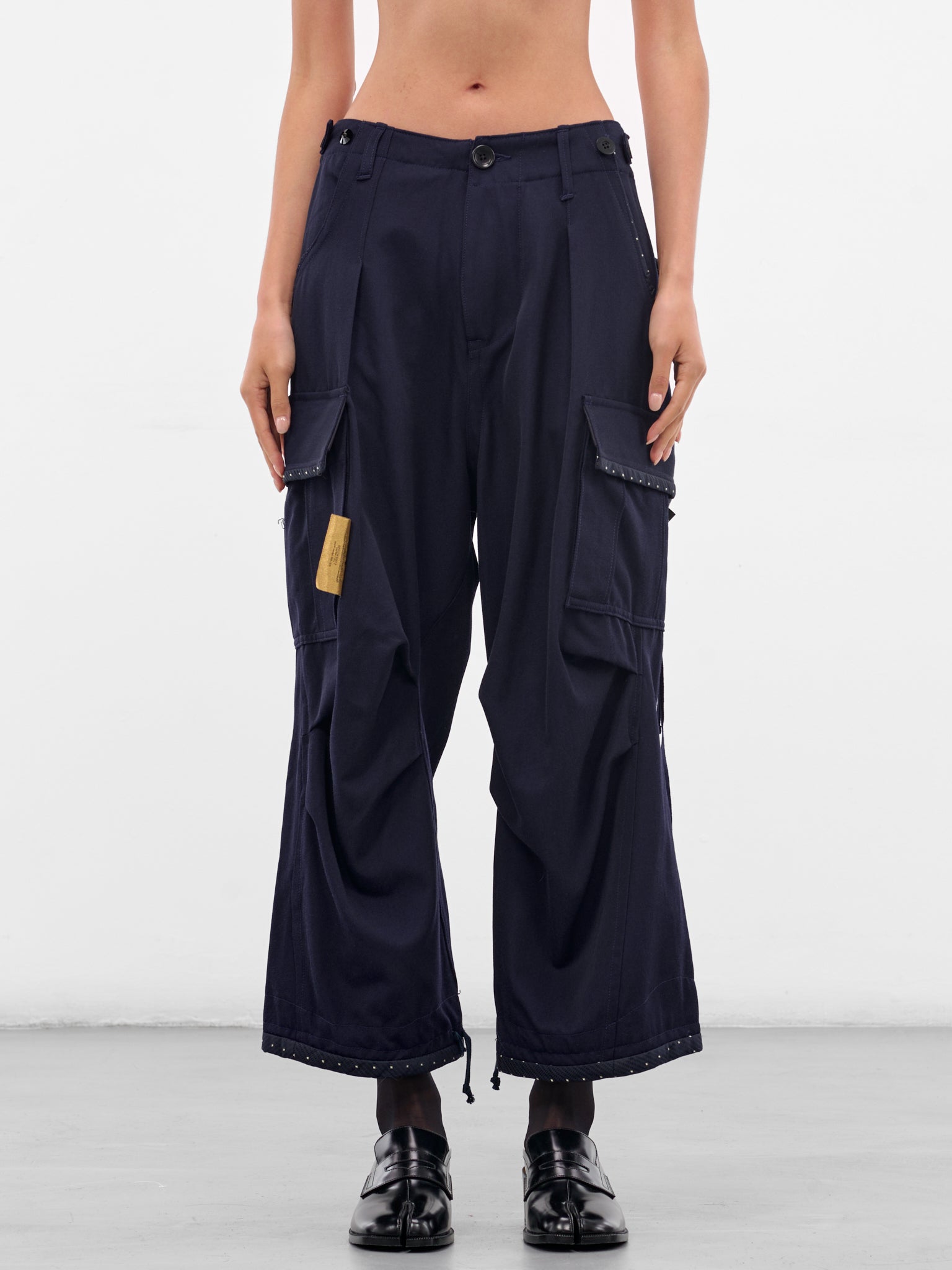 Navy Wool Cropped Cargo Pants (UC2E1512-NAVY)
