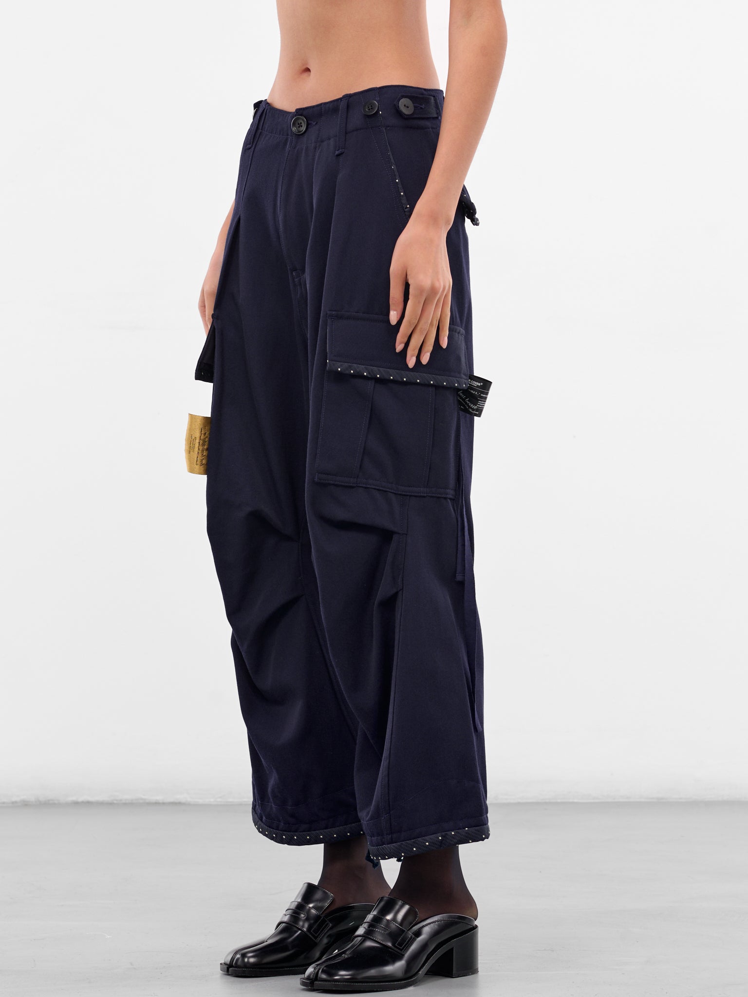 Navy Wool Cropped Cargo Pants (UC2E1512-NAVY)
