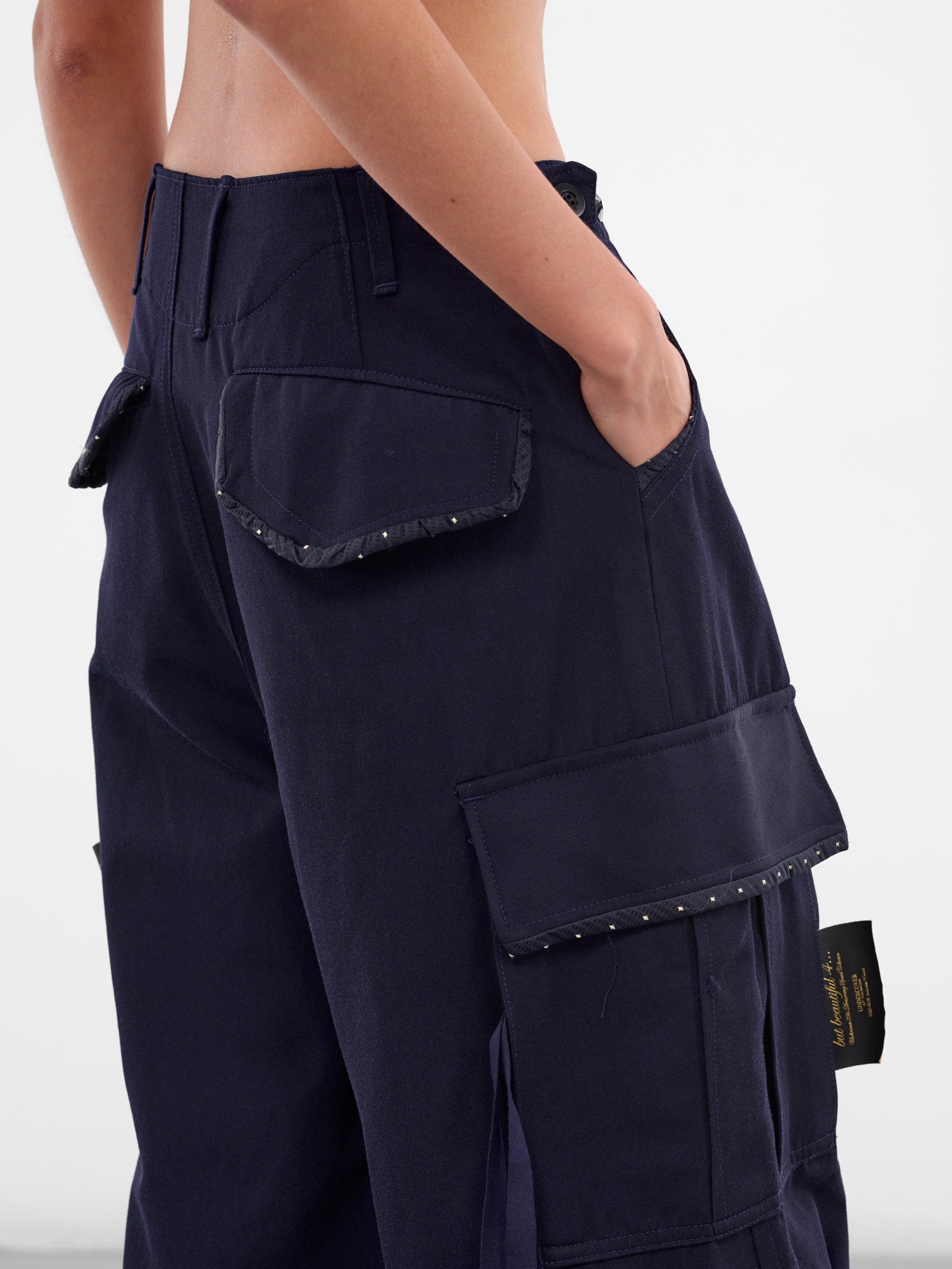 Navy Wool Cropped Cargo Pants (UC2E1512-NAVY)