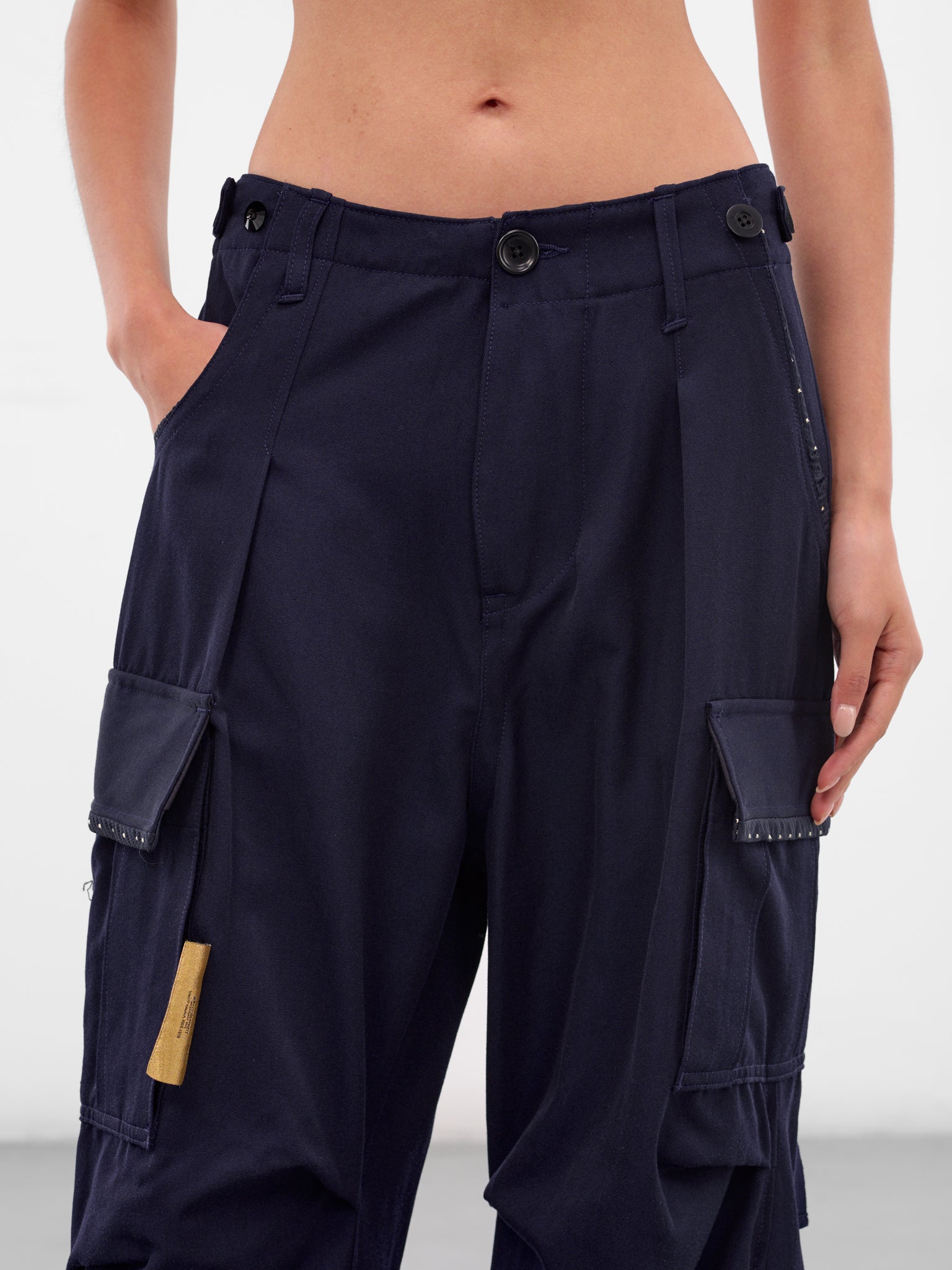Navy Wool Cropped Cargo Pants (UC2E1512-NAVY)