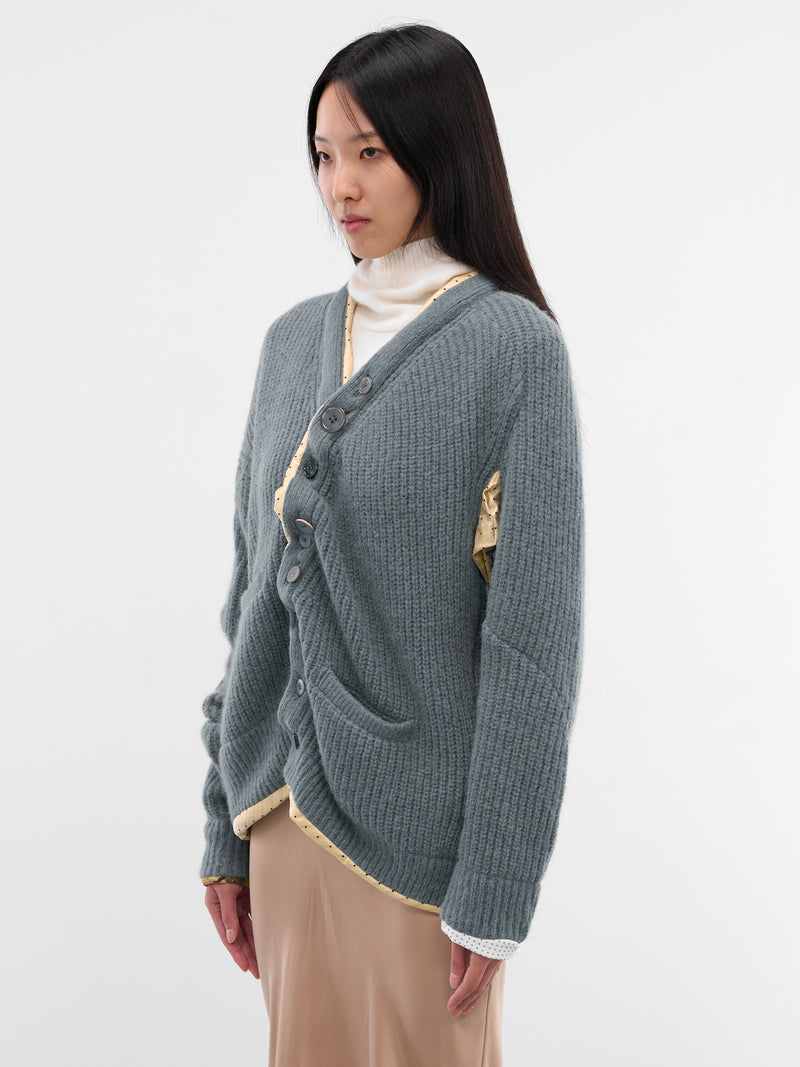 Blue Asymmetric Alpaca Knit Cardigan (UC2E1902-BLUE-GRAY)