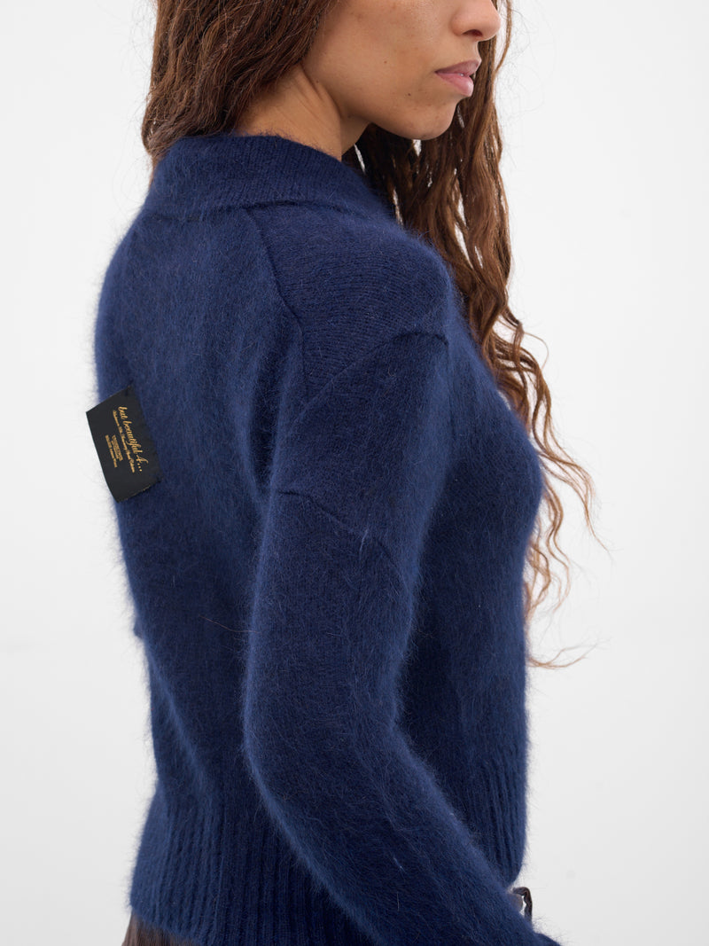 Blue Angora-Nylon Knit Sweater (UC2E1908-BLUE)