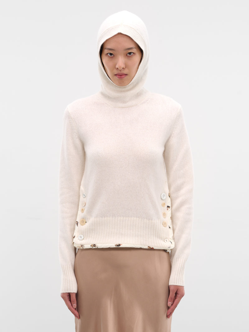 White Wool-Angora Hooded Sweater (UC2E1909-OFF-WHITE)