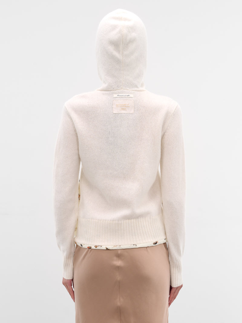 White Wool-Angora Hooded Sweater (UC2E1909-OFF-WHITE)