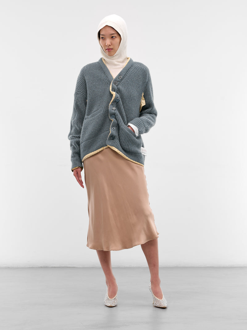 Blue Asymmetric Alpaca Knit Cardigan (UC2E1902-BLUE-GRAY)