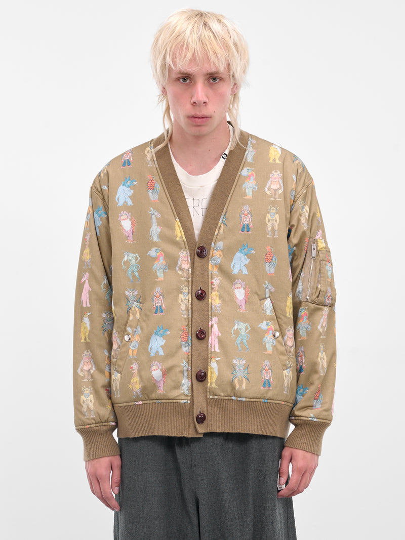 Beige Josep Baque Print Cardigan (UC2E4201-1-BEIGE-BASE)