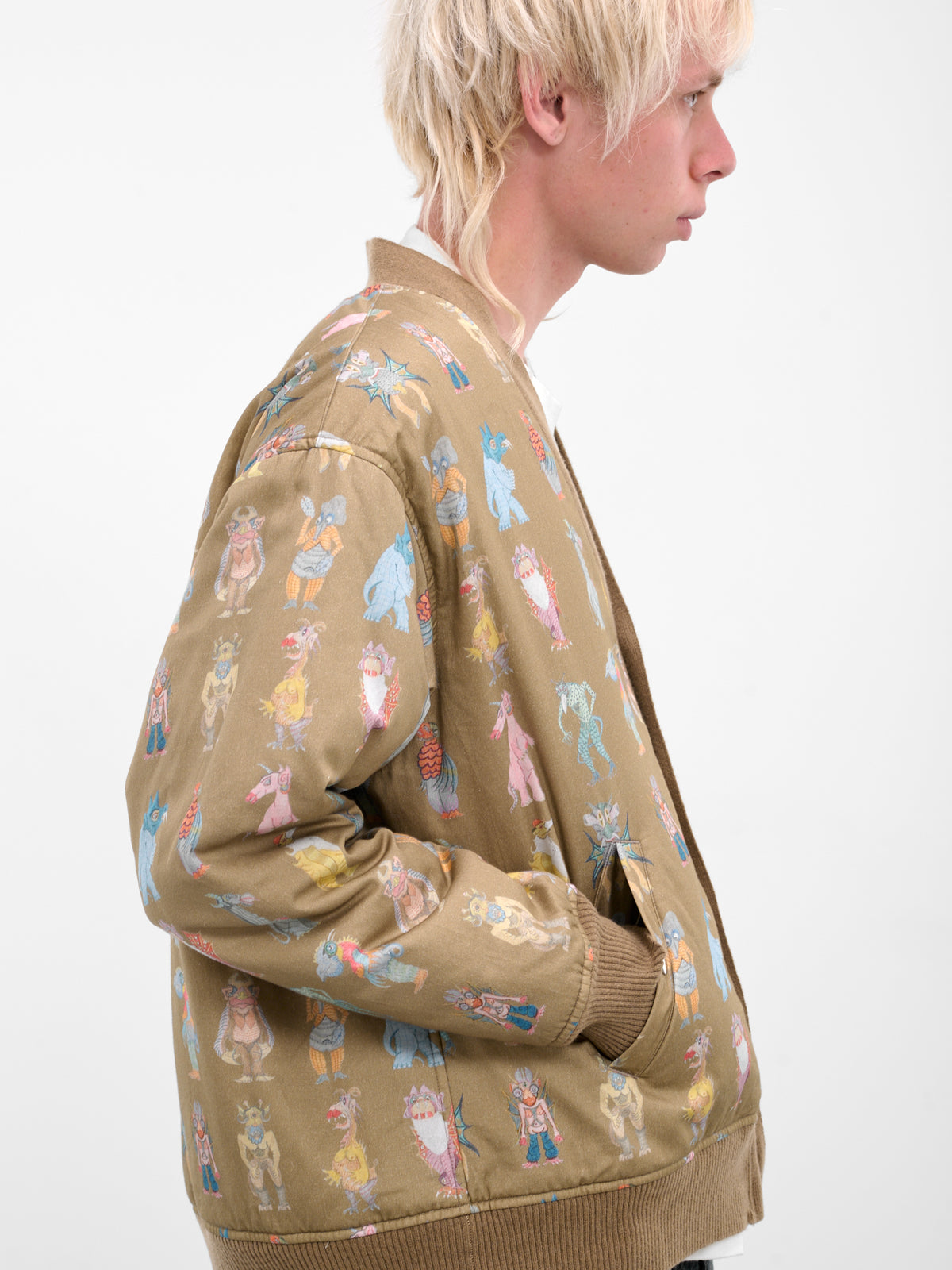 Beige Josep Baque Print Cardigan (UC2E4201-1-BEIGE-BASE)