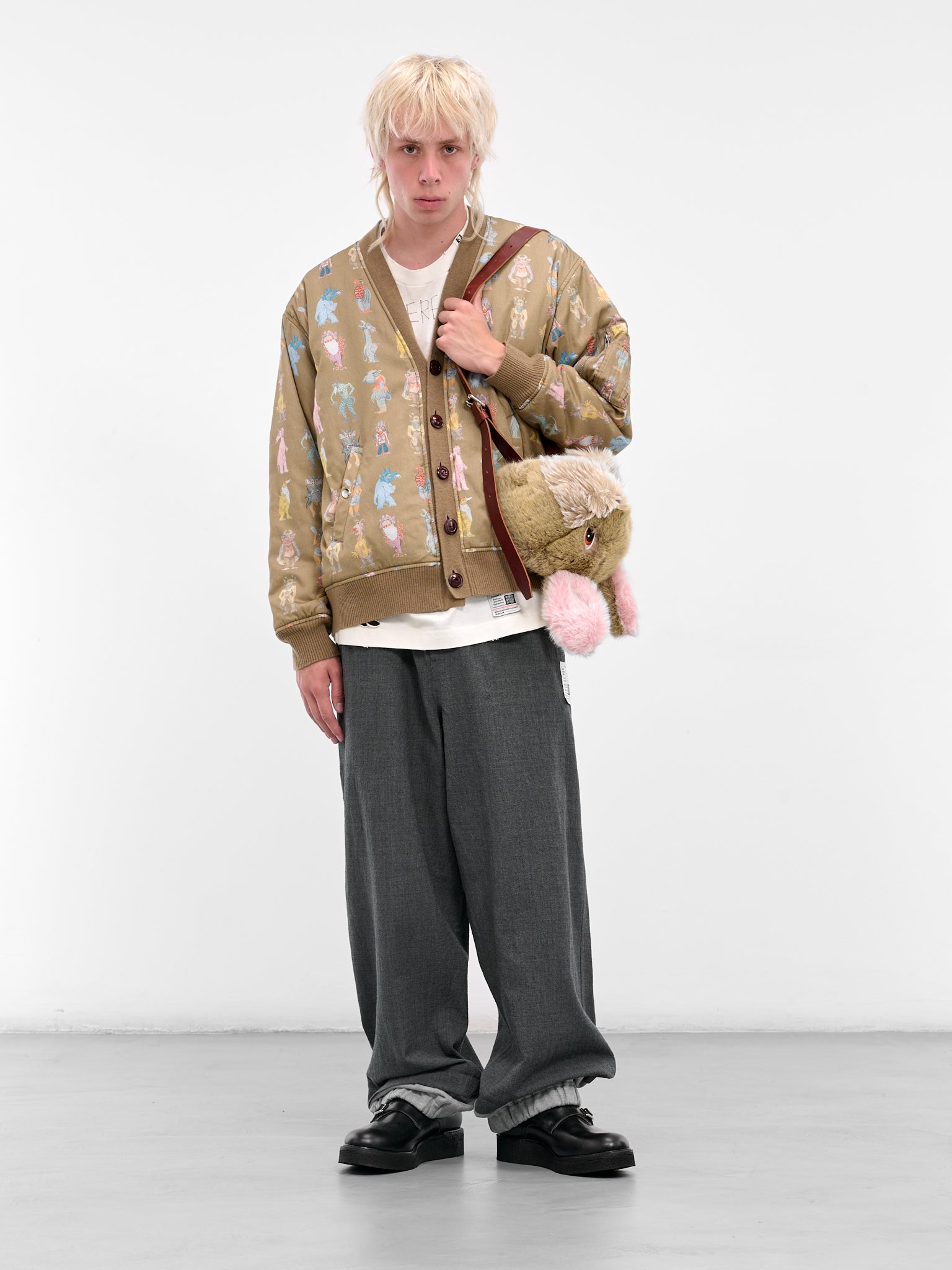 Beige Josep Baque Print Cardigan (UC2E4201-1-BEIGE-BASE)