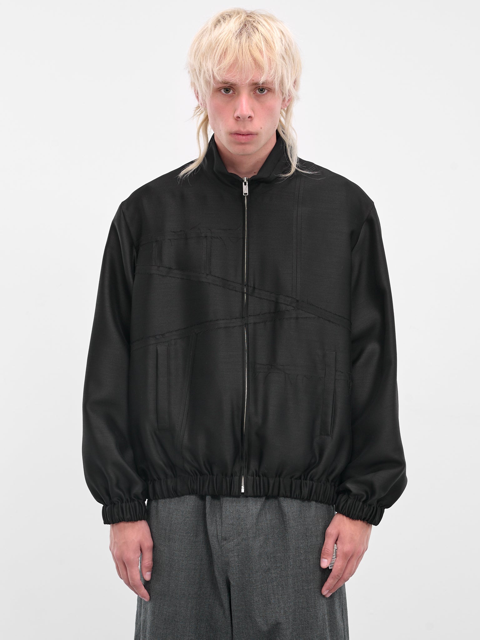Black Deconstructed Zip Bomber Blouson (UC2E4215-BLACK)