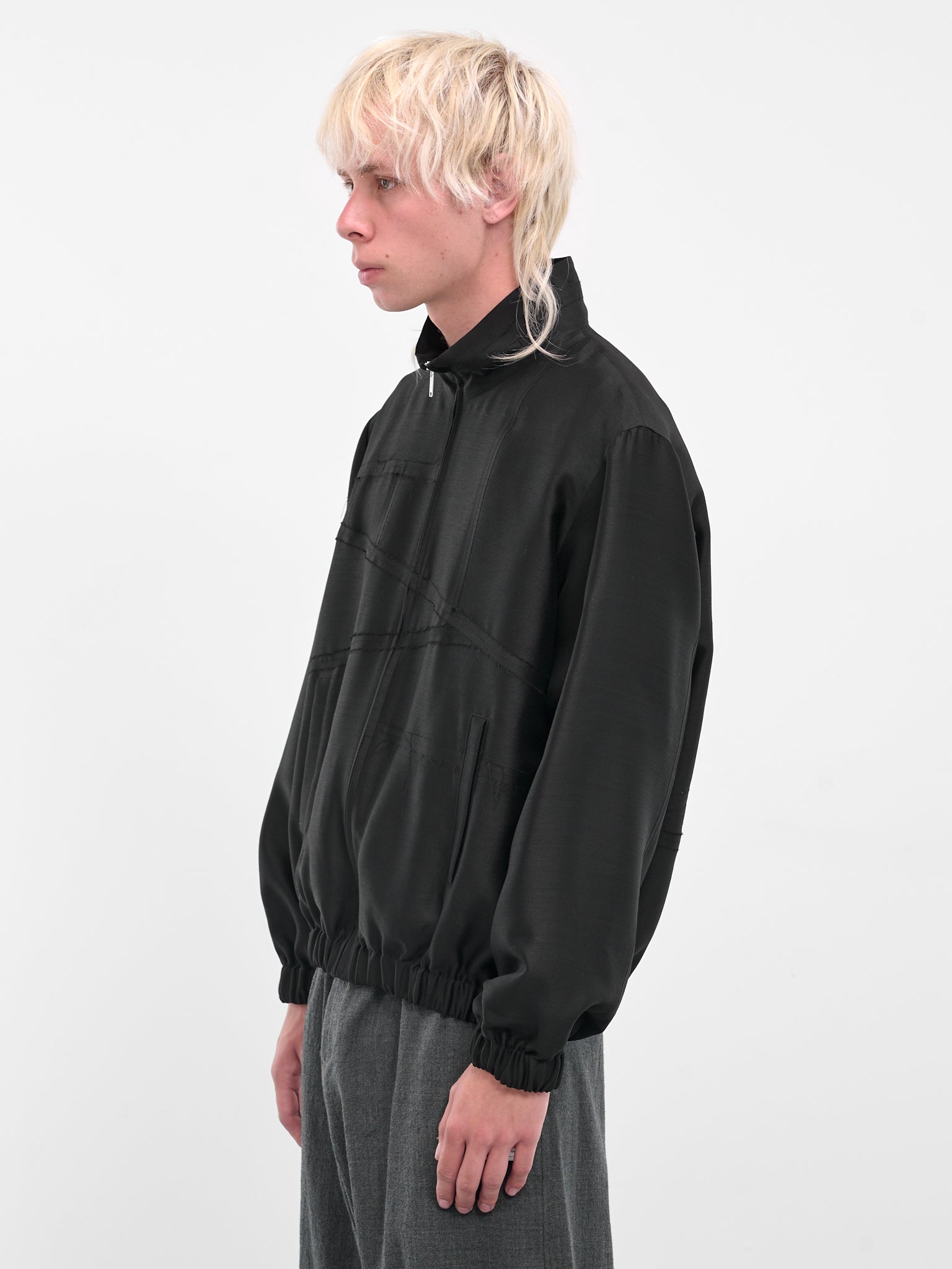 Black Deconstructed Zip Bomber Blouson (UC2E4215-BLACK)