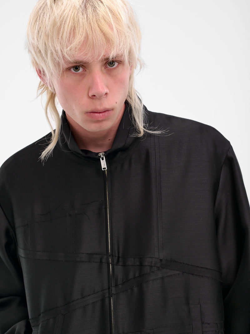 Black Deconstructed Zip Bomber Blouson (UC2E4215-BLACK)