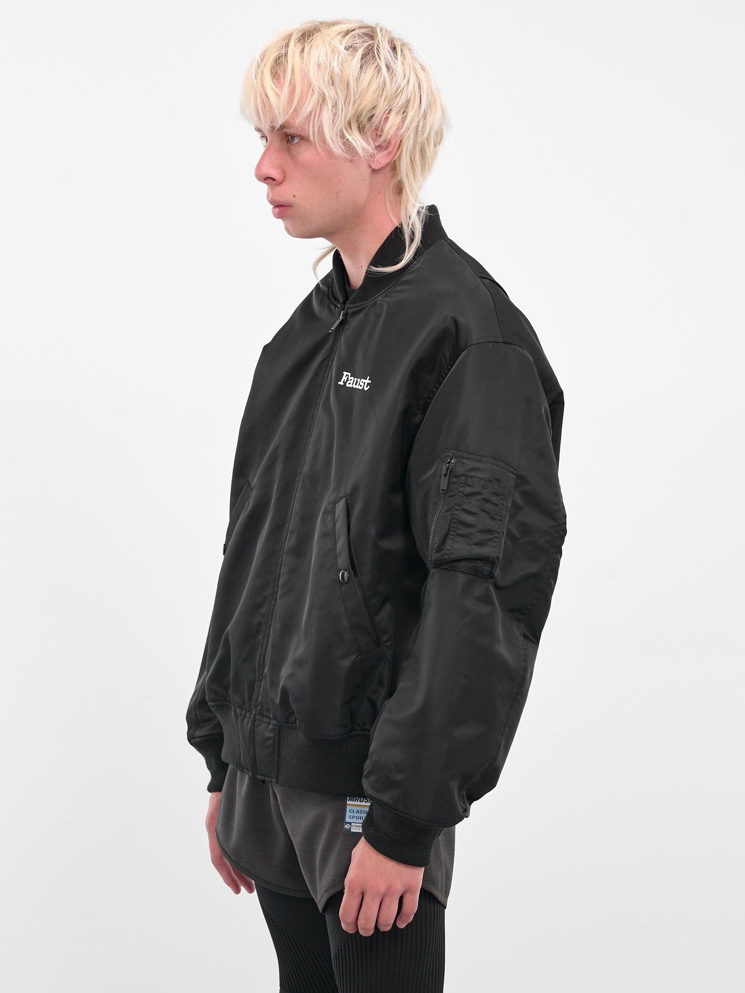 Black Faust Graphic Bomber Jacket (UC2E4218-2-BLACK)