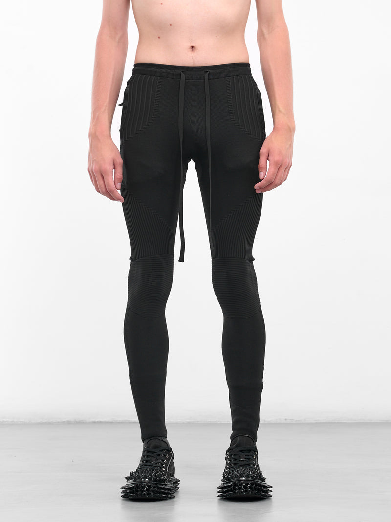 Rib-Knit Patterened Slim Leggings (UC2E4504-BLACK)