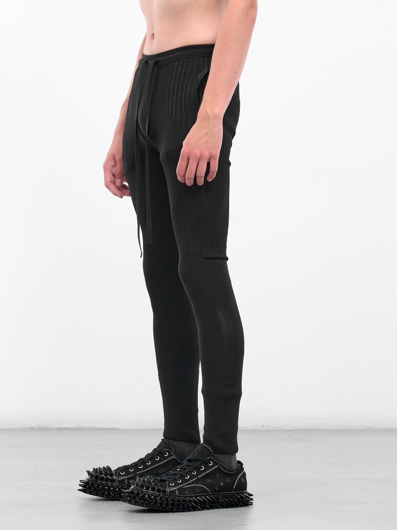 Rib-Knit Patterened Slim Leggings (UC2E4504-BLACK)