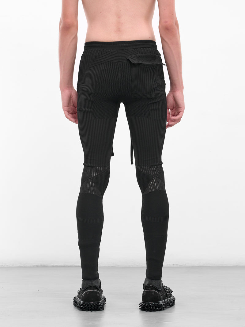 Rib-Knit Patterened Slim Leggings (UC2E4504-BLACK)
